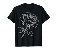 Fleur de Rose Graphique Ligne Florale Art Jardin œuvres d'art Fleurs T-Shirt