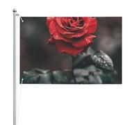 Fleur de rose imprimée,Drapeau de jardin, bannière décorative, drapeau double face, 2 x 3 pieds, pour extérieur et intérieur