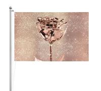 Fleur de rose rose dorée et cuivrée à paillettes scintillantes,Drapeau de jardin, bannière décorative, drapeau double face, 2 x 3 pieds, pour extérieur et intérieur