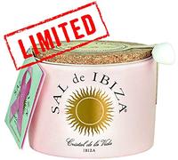 Fleur de Sel Ibiza avec pétales de rose Ruban rose Pot en céramique avec cuillère 150 g