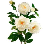 Fleur de soie Pivoine artificielle Crème Blanc 135cm Fleurs décoratives Real-Touch Jardin Déco