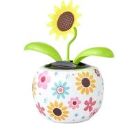 Fleur de tournesol dansante solaire insecte pour décoration de voiture - Joli rabat à énergie solaire - Respectueux de l'environnement - Fleurs dansantes solaires dans des pots colorés
