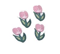 Fleur de tulipe brodée en tricot, 20x30mm, 20 pièces, for bricolage, vêtements chapeau pour DIY t - shirt jeans vêtements appliques(Pink)
