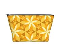 Fleur De Vanille Géométrique Jaune, Trousse de Toilette Trousse de Maquillage Sac à cosmétiques Trousse de Toilette de Voyage Portable