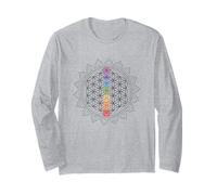 Fleur de Vie avec Symboles Chakras, géométrie sacrée Mandala Manche Longue