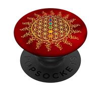 Fleur de Vie, Chakra, Géométrie Sacrée, Spiritualité, Yoga PopSockets PopGrip - Support et Grip pour Smartphone/Tablette avec un Top Interchangeable