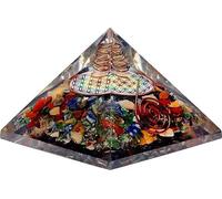 Fleur de vie Chakra Pyramide avec pointe de cristal -- 7x7x6cm