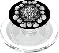 Fleur de Vie - Cristal - Géométrie sacrée - Blackwork PopSockets PopGrip pour MagSafe