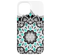 Fleur de Vie Géométrie Sacrée Mandala Sarcelle Géométrique Coque pour iPhone 15