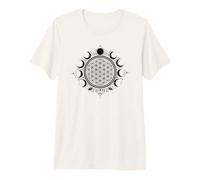 Fleur de Vie Noire Phases de Lune Géométrie sacrée T-Shirt Haut de Gamme