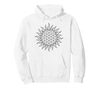Fleur de Vie Rayons du Soleil Géométrie Sacrée Tatouage Style Noir Sweat à Capuche