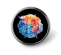 Fleur de vie Symbole Aquarelle Chakra Symbole Rond Badges Personnalisé Bouton Broche Épingles à Revers pour la Décoration de Vêtements