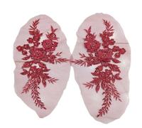 Fleur Dentelle Applique Patch en dentelle brodé de perles, 4 pièces/lot, fleurs appliquées, veste, robe mariée, vêtements, accessoires décoratifs DIY(Color 13)