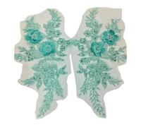 Fleur Dentelle Applique Patch en dentelle brodé de perles, 4 pièces/lot, fleurs appliquées, veste, robe mariée, vêtements, accessoires décoratifs DIY(Color 11)