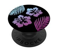 Fleur d'hibiscus Hibiscus Fleur Hawaii Turquoise Pourpre PopSockets PopGrip - Support et Grip pour Smartphone/Tablette avec un Top Interchangeable