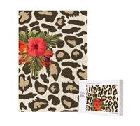 Fleur d'hibiscus léopard,Puzzle Familial en Bois de 300 pièces pour Adultes et Adolescents