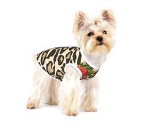 Fleur d'hibiscus léopard,T-Shirt sans Manches en Coton pour Animaux de Compagnie, Gilet Respirant, Extensible et Doux,L