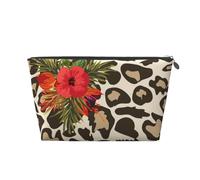 Fleur d'hibiscus léopard, Trousse de Toilette Trousse de Maquillage Sac à cosmétiques Trousse de Toilette de Voyage Portable