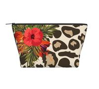 Fleur d'hibiscus léopard, Trousse de Toilette Trousse de Maquillage Sac à cosmétiques Trousse de Toilette de Voyage Portable