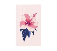 Fleur d'hibiscus sur drapeaux roses pour maison de cour, 91 x 152 cm, bannière de vœux avec œillets, décoration d'intérieur ou d'extérieur