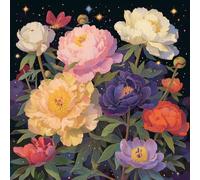 Fleur Diamond Painting, 5D Broderie Diamant Painting Kit Complet, Peinture Diamant Adulte, DIY Rond Diamond Painting Pivoine, Diamant Artisanat Strass Painting pour Décoration Intérieur 25x25cm Q-692