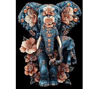 Fleur Diamond Painting Adulte,5D Diamond Painting Kit Complet, Ronde Diamond Peinture Les Éléphants Images Cristal Débutant Art Set Cadeau Femme pour Décoration Halloween Murale Maison 8x12in y0l-685