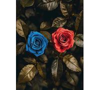 Fleur Diamond Painting Adulte,5D Diamond Painting Kit Complet, Ronde Diamond Peinture Rouge Images Cristal Débutant Art Set Cadeau Femme, pour Commode Chambre Décoration Halloween 32x40in y0l-679