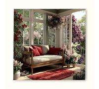 Fleur Diamond Painting Adulte, Diamond Painting Canapé Broderie Diamant Kit Complet, Bricolage 5D Cristal Strass Point de Croix Artisanat Peinture Diamant, Tableau Decoration Murale 80x80cm vb5-x26