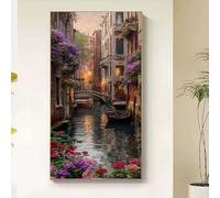 Fleur Diamond Painting Venise Diamond Painting Adulte, 5D Broderie Diamant Kit Complet, DIY Cristal Strass Point de Croix Artisanat Loisirs Créatifs Adultes Tableau Decoration Murale 40x80cm dbb4-b