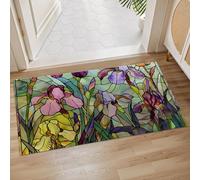 Fleur D'Iris en Vitrail Paillasson Intérieur Doux Tapis De Douche Antidérapant Tapis De Bain pour Porte Couloir Extérieur 40X60 Cm