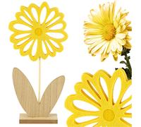 Fleur en bois 32 cm Décorations de table pour Pâques Marguerite jaune