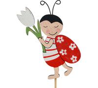 Fleur en bois avec coccinelle Décoration pour une ambiance de jardin charmante