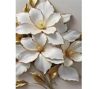 Fleur en Or Blanc Puzzle 30 Pièces pour Adultes, Puzzle Impossible, Puzzles Classique pour Adulte, Puzzles Coloré Jeu de Famille et Team Building