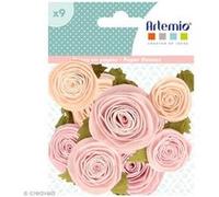 Fleur en papier Artemio Jardin secret - 3 à 3,5 cm - Vieux rose - 9 pcs Rose G