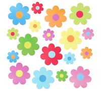 Fleur en Papier Decoration 54 Pièces, Paper Cutouts pour Tableau Affichage, avec Pastilles Adhésives, Décoration DIY pour Salle de hambre, Bureau, école, Tableau Noir, Fête