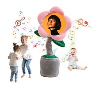 Fleur en Peluche Chantante et Dansante Personnalisée,Répète ce Que Vous Dites,Chante et Enregistre des Chansons D'imitation,Cadeau d'adieu Décoration de Voiture de Bureau