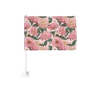 Fleur et feuilles en rose clair pour voiture - Clip de fenêtre extérieure - 30 x 45 cm - Décoration de voiture double face