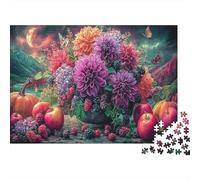 Fleur et Fruit Still Life Puzzle Défi 1000 Pièces, Puzzles Jeux Éducatifs pour Adultes, Idéal en Cadeau Et Décoration De Maison 52x38cm/1000pcs