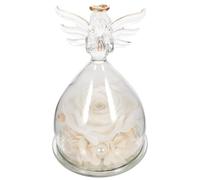 Fleur Éternelle Préservée sous Cloche en Verre, Ange Décoratif | Dôme Transparent à Base Stable, Décoration de Bureau Intérieure, Souvenir Élégant pour Mariage, Anniversaire