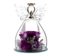 Fleur Éternelle sous Cloche en Verre pour Noël, Déco Romantique pour | Forme Ange pour Espaces Réduits, Teinte Pourpre, Surface Lisse, Stable sur Étagère ou Table, Présent Élégant