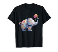Fleur fantaisiste éléphant coloré Floral Joie T-Shirt