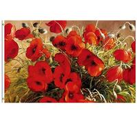 Fleur Fleur Les Coquelicots Rouges Fleurissent Drapeau De Jardin 90X150Cm Avec Œillets Drapeaux De Maison Imprimé Décoration Bannière Pour Jardin Chambres Maison