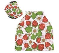 Fleur Fraise Housse de Canopée pour Poussette,Siège de Voiture pour Bébé Dais Siège Auto Couverture D'Allaitement Pare-Soleil Respirant Extensible pour Bébé