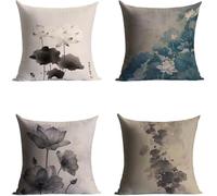 Fleur Housse Coussin 35 x 35 4 Pack, Taie Oreiller 35 x 35 cm Decoration Chambre Protege Oreiller Style Chinois Housse de Coussin Robuste Durable pour Personnes Qui Transpirent Facilement BZTH-3715