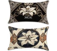 Fleur Housse Coussin Exterieur Impermeable Protege Oreiller 40x80cm Coussin de Canapé Velours Rétro Coussins lit Taie Oreiller Decoratif Rectangulaire Housse Assise Salon de Jardin Decoration u-16146