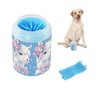 Fleur - Illustration d'alpaga décorée réutilisable pour chien, brosse à pieds en silicone souple, kit de nettoyage pour chiens et chats de petite et moyenne taille