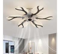 Fleur Lampe Ventilateur Plafond Dimmable 3CCT Silencieux Lustre Ventilateur 6 Vitesses Réversible Vventilateur Plafond Avec Lumiere Chambre À Coucher Avec Télécommande Et Fonction Mémoire-Black