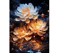 Fleur,Lotus Diamant Painting Kits,5D DIY Diamond Painting Enfant,Peinture Diamant Artisanat Strass Painting par Numéros,Painting Diamant Loisirs Créatifs Adultes pour Maison Décor (30x40cm) B-7955