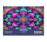Fleur Mandala 1000 Pièces Coffret Puzzle Puzzle Premium Carton Solide - DIY Familial Trop Amusant, Belle Déco, Cadeau D’Anniversaire pour Adultes Et Enfants 70x50cm/1000pcs