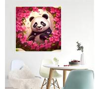 Fleur Mignon Panda Puzzle 1000 Pièces pour Adultes, 65x65cm Puzzles Classiques 1000 pièces, DIY Activité Familiale Jigsaw Puzzle Jeux, Unique Décoration Murale de la Maison Cadeau